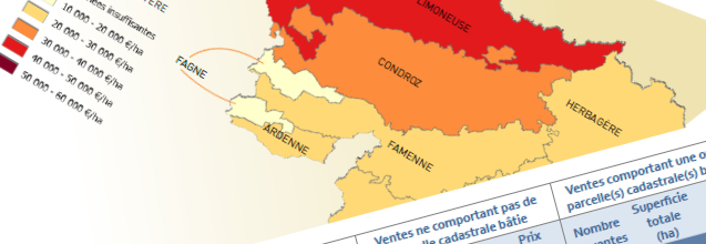Prices of farmland in Wallonia (Belgium) for the year 2021